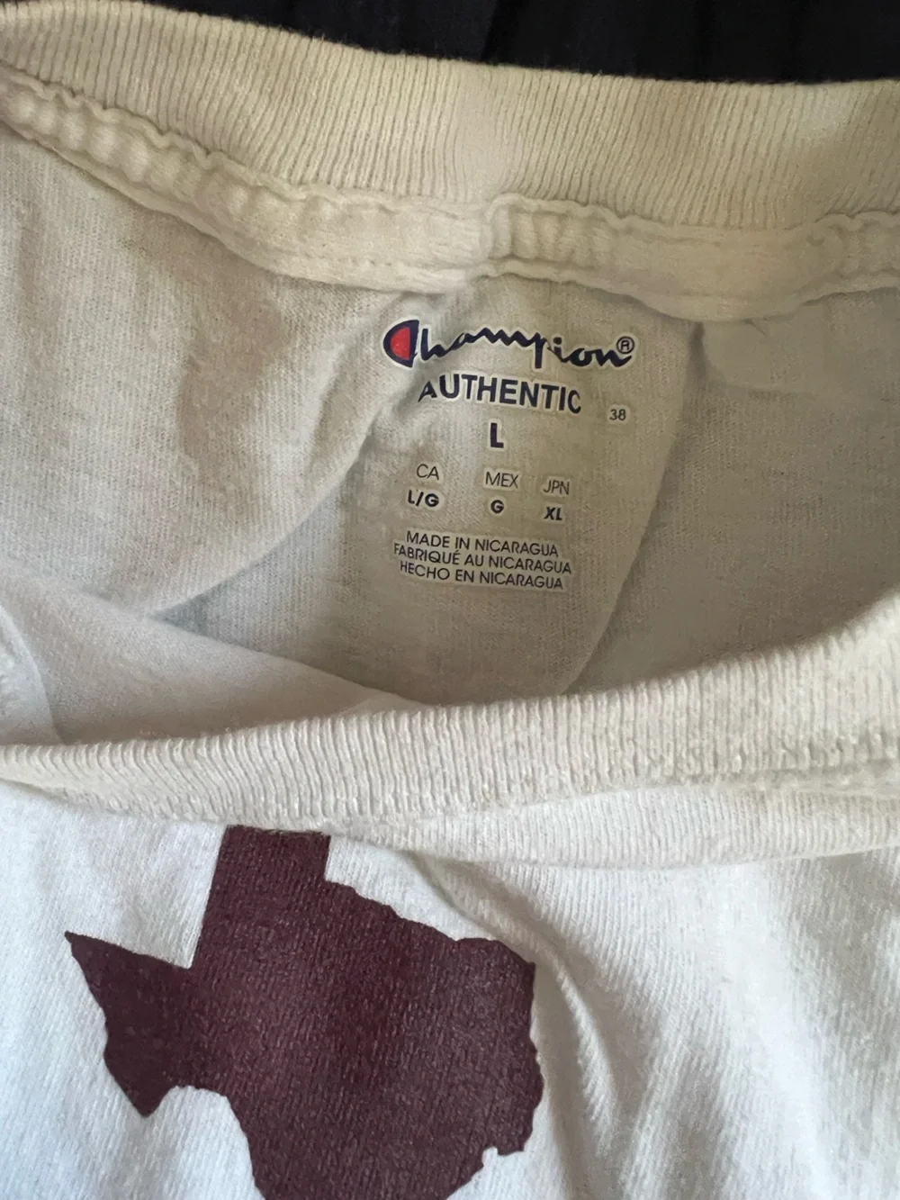 Texas A&M University White & Maroon Graphic Tee by champion size L - Picture 2 of 2